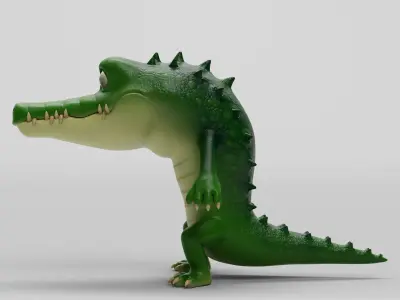 Crocodile cartoon character modeling textures  3D model