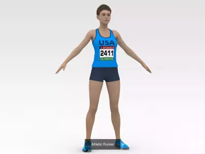 2 Female Track Athletes Collection 3D Model Pack