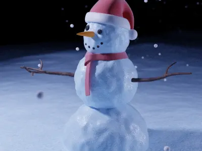 Snowman Low-poly 3D model