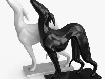 Dog Statuette Low-poly 3D model