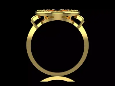 Mans Oval Gold Cross and Diamond stl 3dm Ring Model mr0257 3D print model