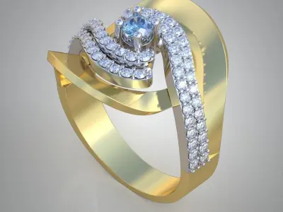 Diamond ring 0518 3D printable model7 Free 3D print model