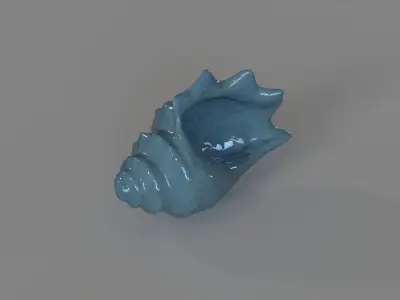 Triton Shell Steel Blue Blown Glass 3D model
