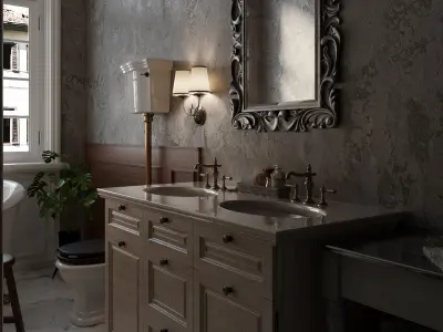 Charming French Country Bathroom Design - Corona Render  3D model