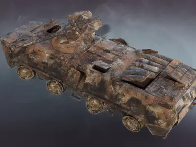 BTR-82A Burnt Low-poly 3D model