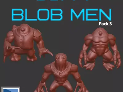 Sci-Fi Blob Men - pack 3 Free 3D print model