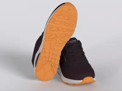 Ajio Skechers Running Shoes For Girls Black Low-poly 3D model