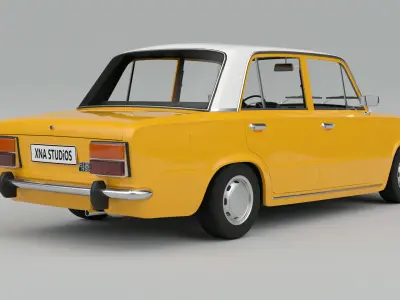 Fiat 124 1974 Low-poly 3D model