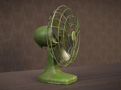 Realistic Old Vintage Fan Low-poly 3D model