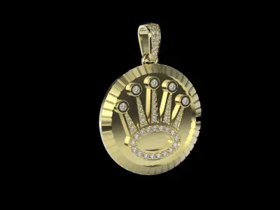 Luxury Crown Pendant 30mm 3D print model