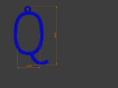 Diamond Q Pendant Gold Silver Platinum Luxury Jewelry 3D print model