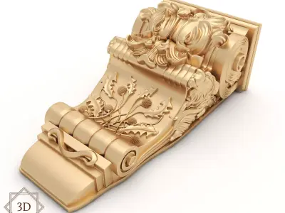 Corbel 4 golden scroll 3D model