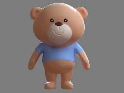 Cartoon Bear - high poly 3D model