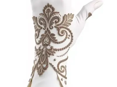 Elegant Embroidered Glove Model Pack Low-poly 3D model