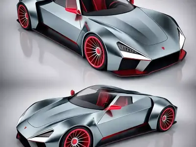 Futuristic Speedster Low-poly 3D model