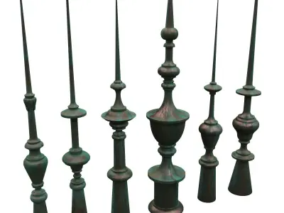 Architectural Metal Finials 18 pieces 3D Model Collection