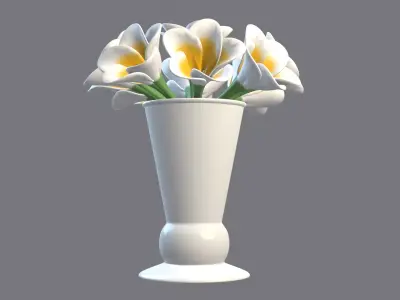Decor bouquet of flowers in a porcelain vase 1 3D model