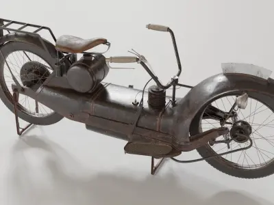 1921 Ner-a-car classic bike black PBR textured model 3D model