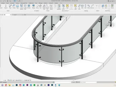 Modern Railing Revit Family 3D model