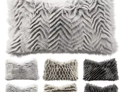 Fur pillows set 5 3D model