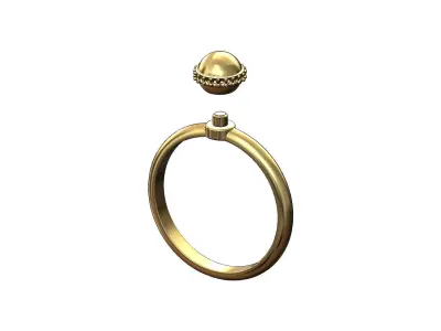 Diamond 6mm gold ball ring US size 5to9  3D print model