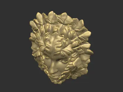 The girl face with leave 3D print model