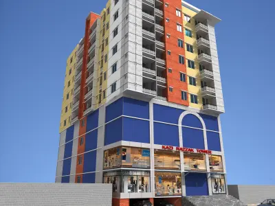 10 storied building exterior design 3D model