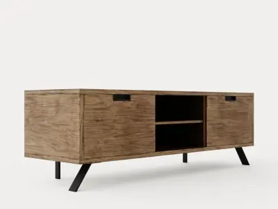 Palma TV Bench 156 Cm Walnut Low-poly 3D model