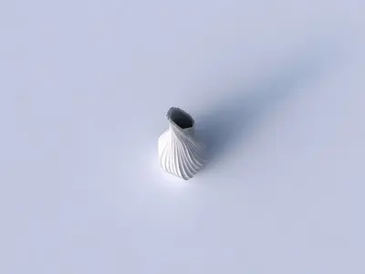 Vase twisted top bent hexagon 2 with wavy extruded lines 4 3D print model