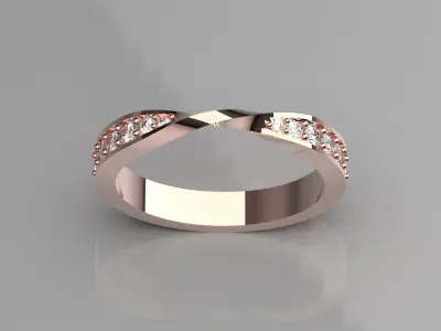 Rose gold ring with diamond model jr00129 3D print model