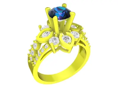 Luxury Floral Halo Gemstone Ring for Women  4436 3D print model