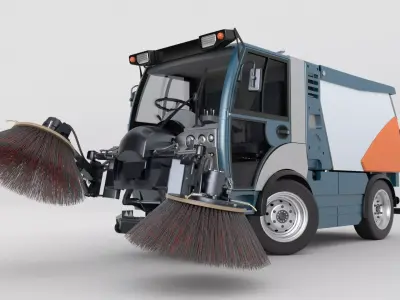 Street Sweeper Rigged and Animated 3D model