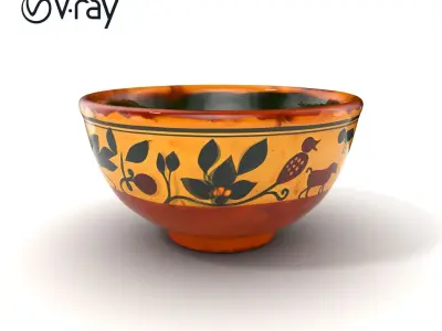 Artisan Pottery Bowl with HandPainted Motifs model pack Low-poly 3D model
