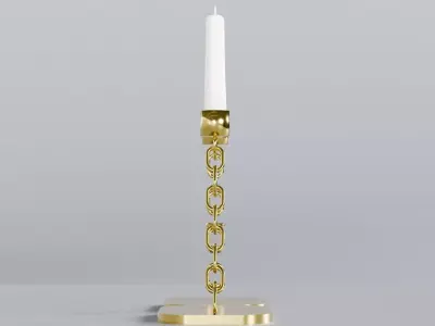 Alphabet AI Chain Gold Candleholder 3D Model True 4K PBR Render Low-poly 3D model