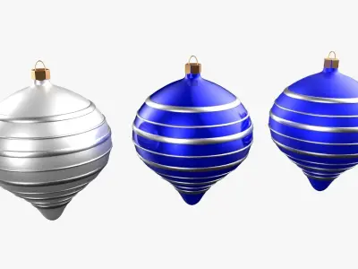 Christmas Tree Ornament Set9 - Blue White Low-poly 3D model
