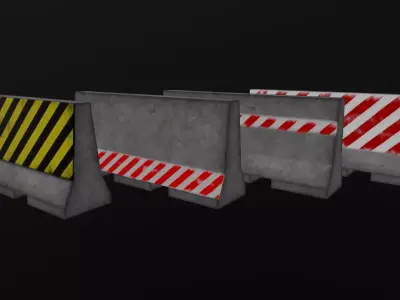 Concrete Barriers Low-poly 3D model