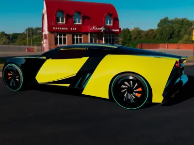  yellow sports car 3D model