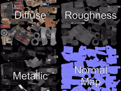 Futuristic Blaster Device model pack Low-poly 3D model