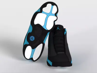 Jordan 13 blue white black online Low-poly 3D model