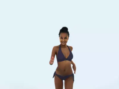 May 05J Running Jogging Beach Sport African American Woman Low-poly 3D model