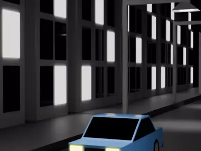 Low Poly Car On The Road 3D model