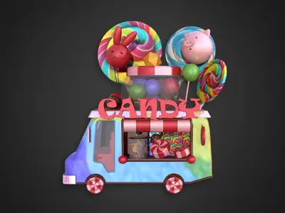 Asset - Cartoons - Food Car - Candy 3D model