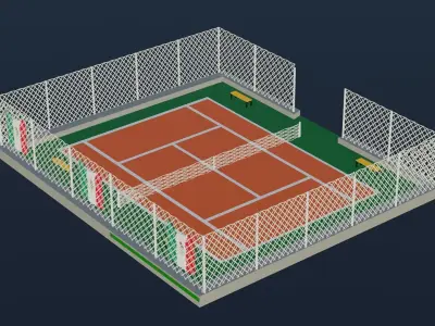 Tennis Court - Mexican Low-poly 3D model