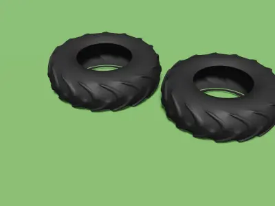 tractor tires Low-poly 3D model