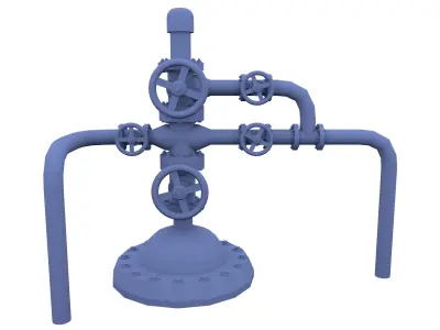 Oil Pumpjack Wellhead Weathered 1 Low-poly 3D model