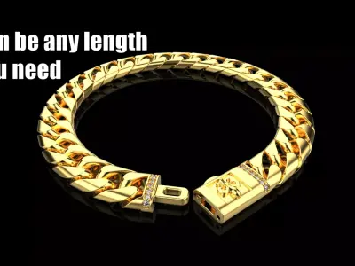 Cuban chain bracelet size 17 model 649 3D print model