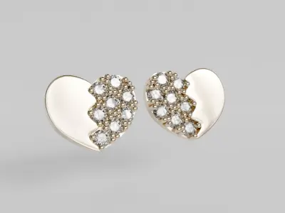 broken heart in diamonds 3D print model