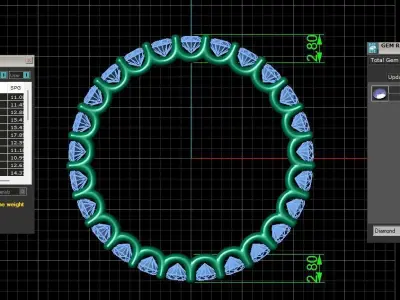 U Shaped Eternity Ring 2 point 6 mm stone size swiss 19 and EU59 3D print model