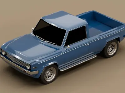 70s generic pickup truck suv  Low-poly 3D model