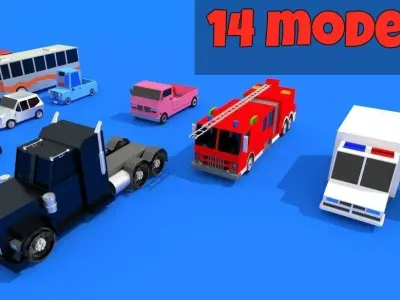 low poly Cars pack Low-poly 3D model